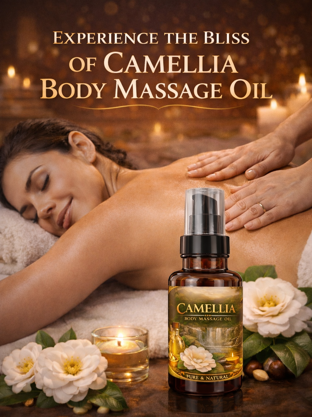 Unscented Camellia Massage Oil Pure, Lightweight, Non-Greasy | 4.06 fl oz (120 ml)