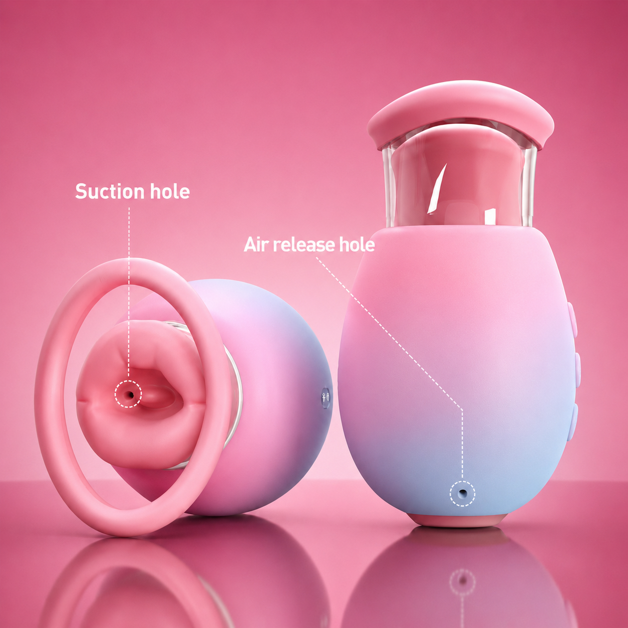 Rechargeable Personal Wellness Suction Massager With Soft Flexible Tip- Gradient Pink