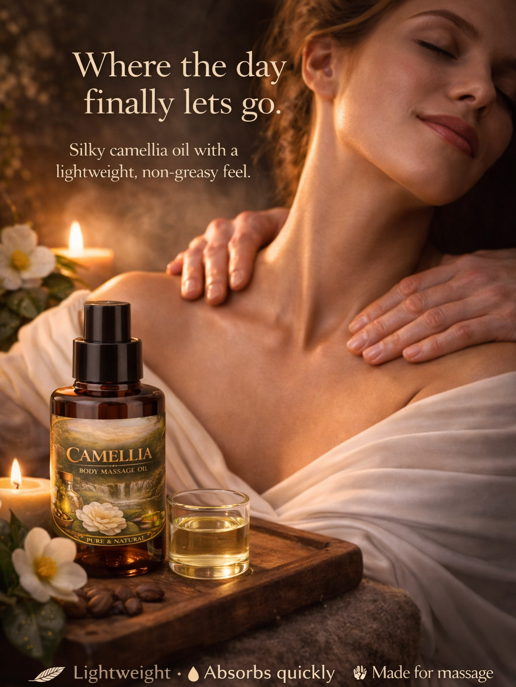 Scented Camellia Massage Oil Pure, Fragrance,Lightweight, Non-Greasy | 4.06 fl oz (120 ml) (Copy)