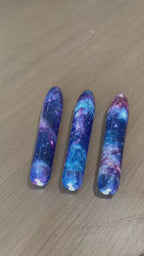 Perfect Gift - Bundle Set 3 Pieces Collectible Cosmic Personal Handheld Massager – Galaxy Design Unique Self-Care Gift With Velvet Storage Bag